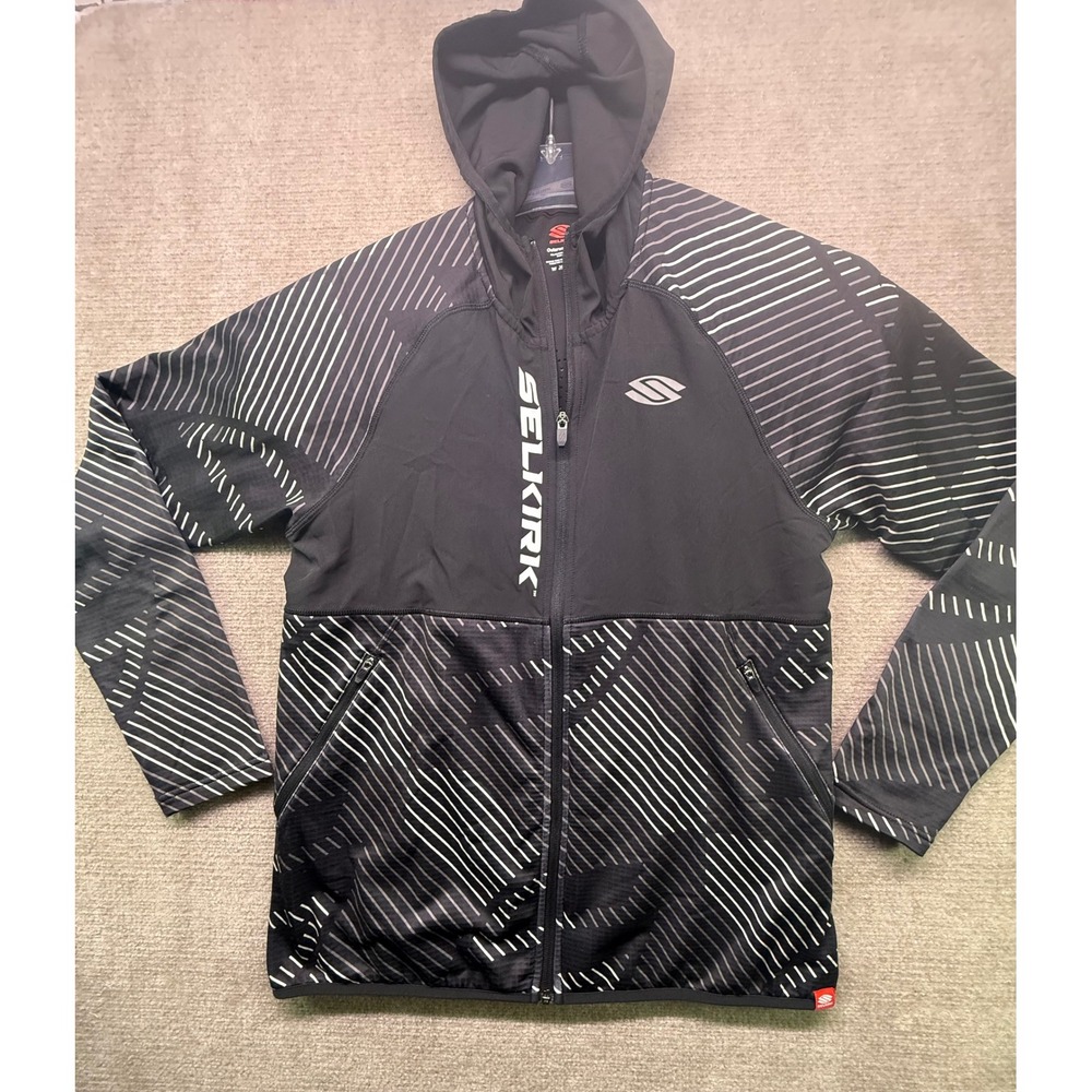 Selkirk Sport Hoodie Mens Medium Black White Good Full Zip Pickleball Jacket
